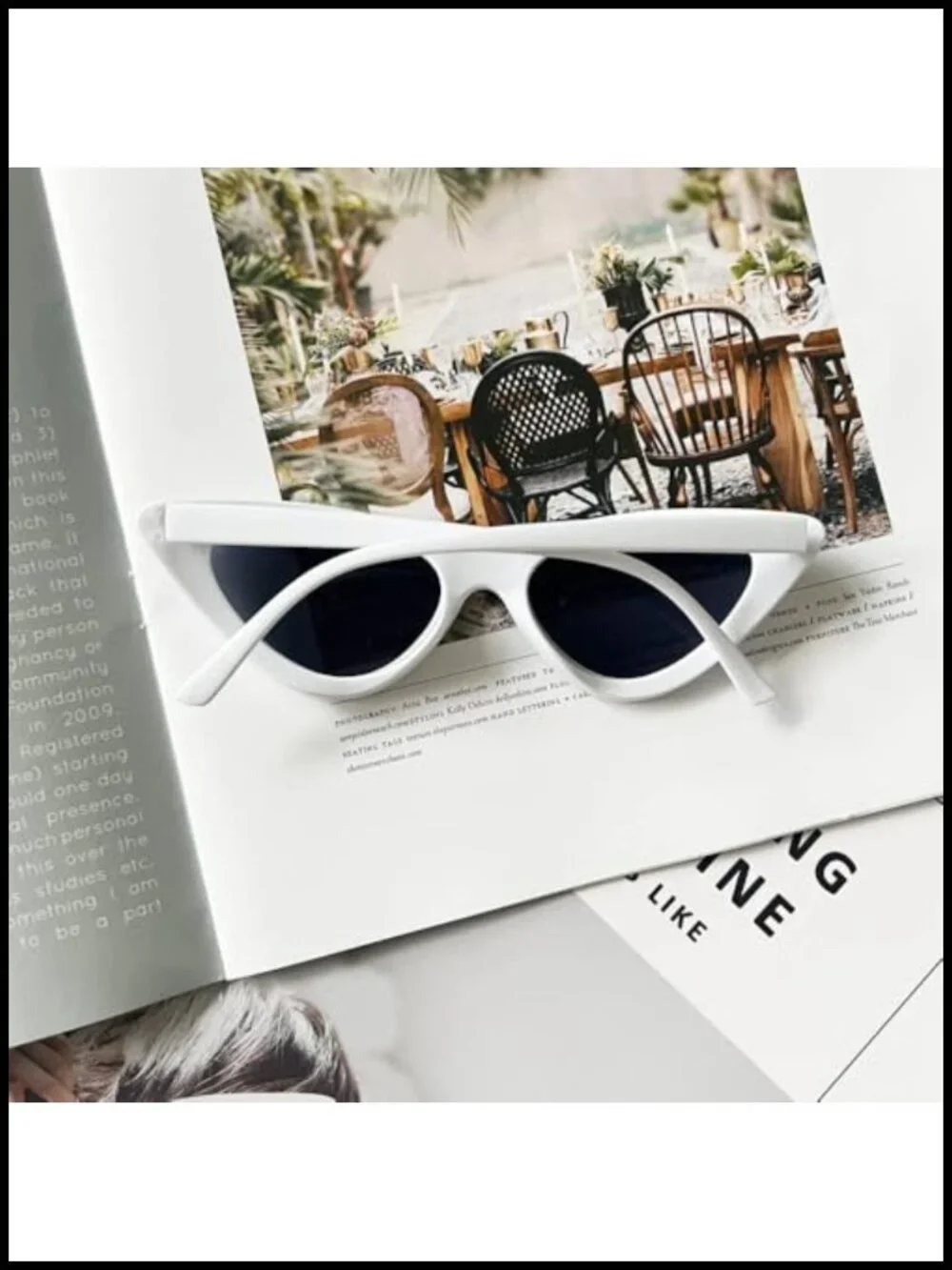 Retro Narrow Cat Eye Frame Sunglasses Trendy Sun Glasses UV Protection